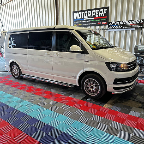 Reprogrammation moteur Stage 1 sur banc de puissance VW Transporter T6 à Lédenon, près de Nîmes